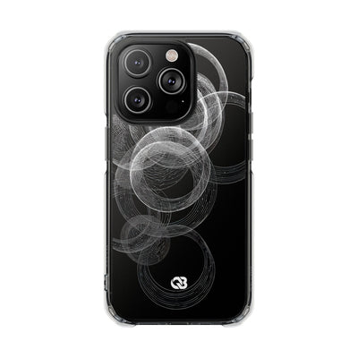 Black Impact MagSafe Phone Case for iPhone - Kinetic Wireframe Orbit