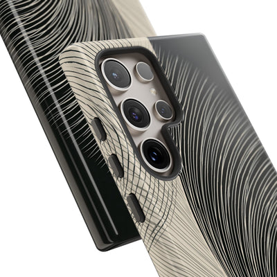 Beige Tough Phone Case for Samsung - Obsidian Cream Plume