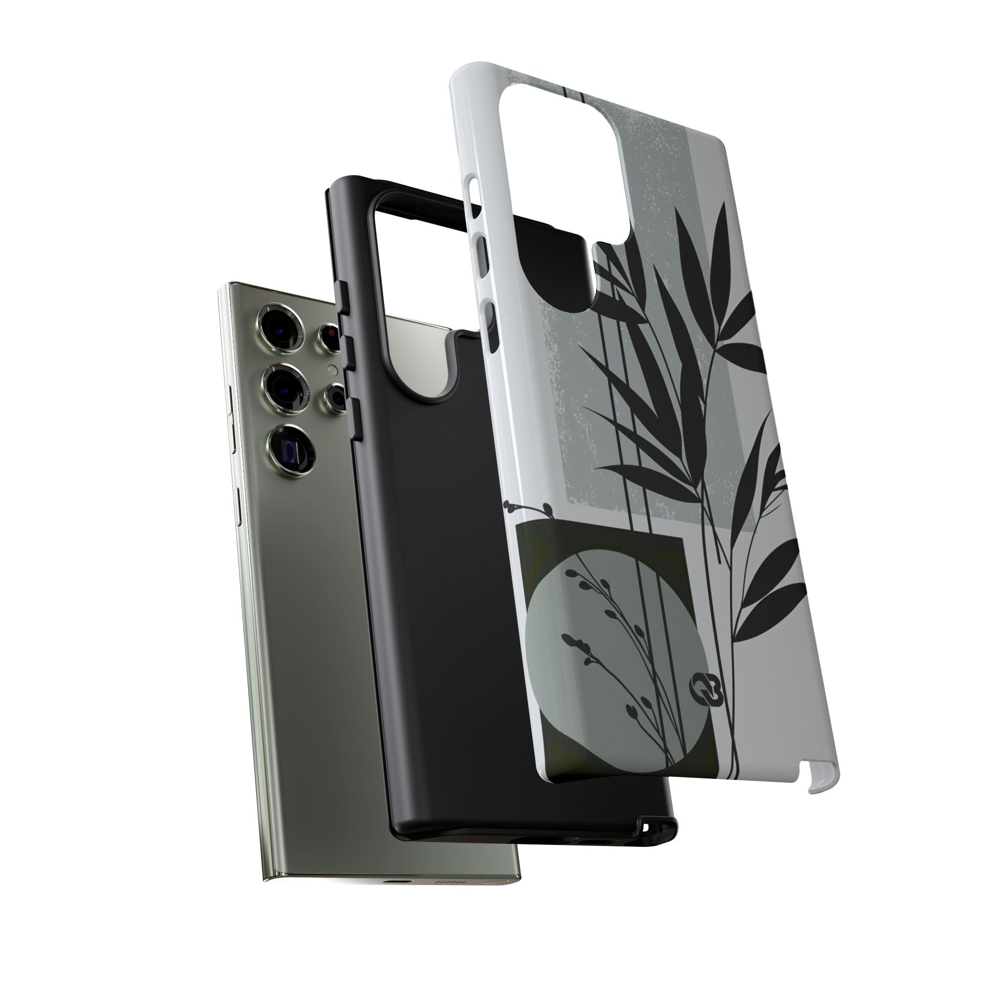 Grey Tough Phone Case for Samsung - Sage Bamboo Noir