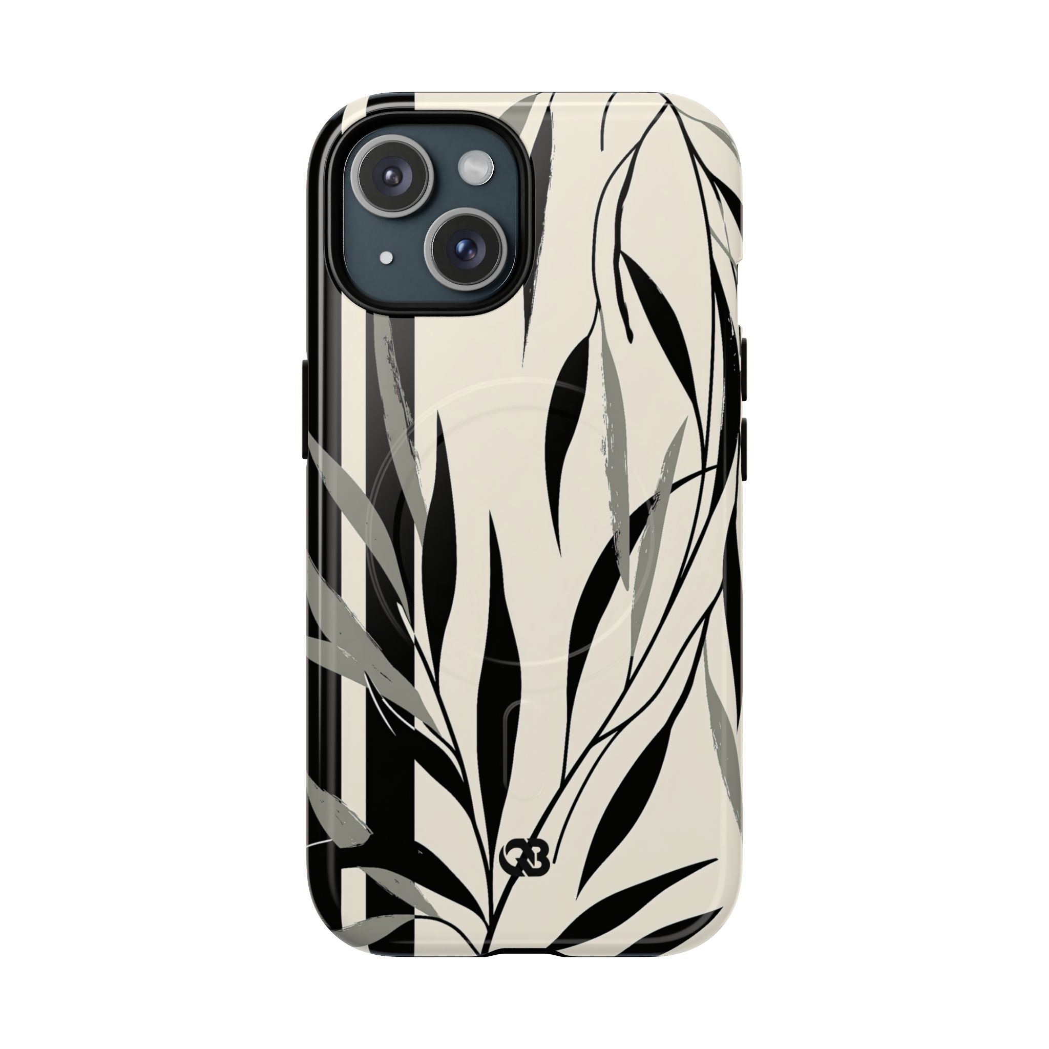 Beige Tough 2.0 Magsafe Phone Case for iPhone - Soot Leaf Sketch