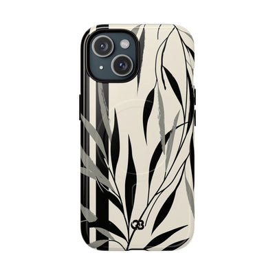Beige Tough 2.0 Magsafe Phone Case for iPhone - Soot Leaf Sketch