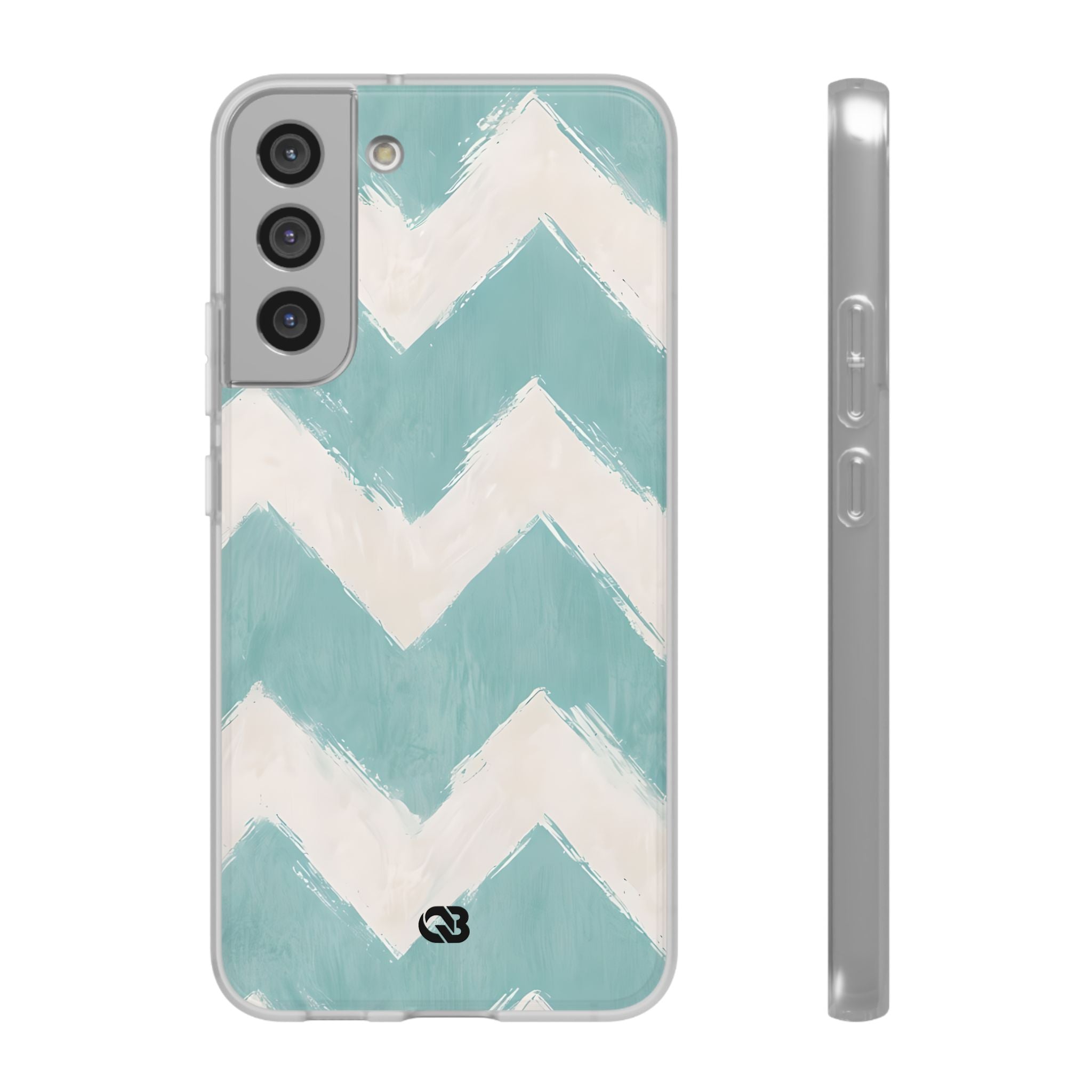 Teal Painted Chevron · Soft Phone Case for Samsung