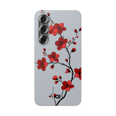 Grey Lite Phone Case for Samsung - Crimson Blossom Onyx