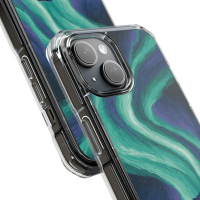 Arctic Aurora Bear · Clear Impact Magnetic Phone Case for iPhone · Teal