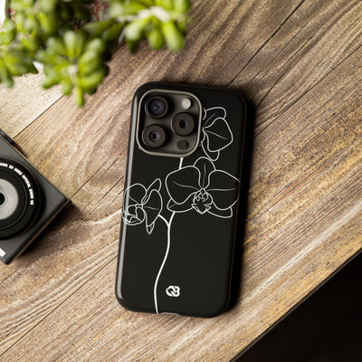 Black Tough Phone Case for iPhone - Noir Alabaster Orchid