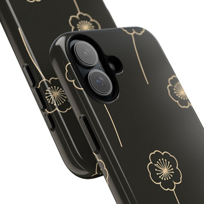 Black Tough Phone Case for iPhone - Obsidian Sand Petals