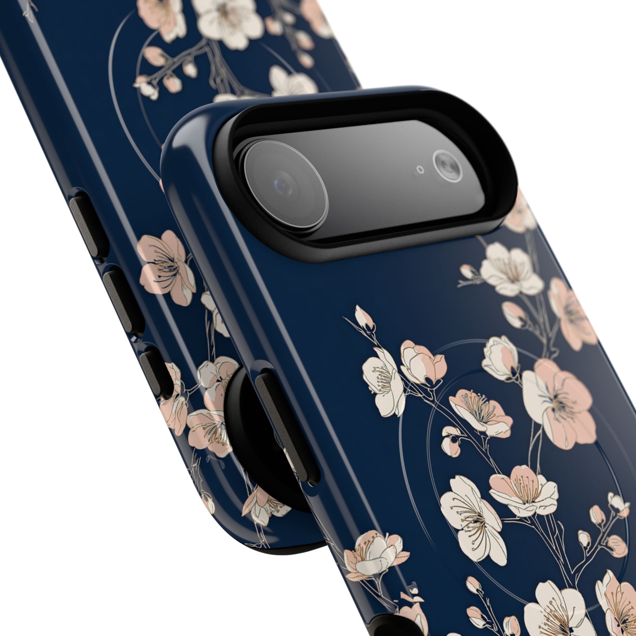 Blue Tough 2.0 Magsafe Phone Case for iPhone - Midnight Peach Sakura