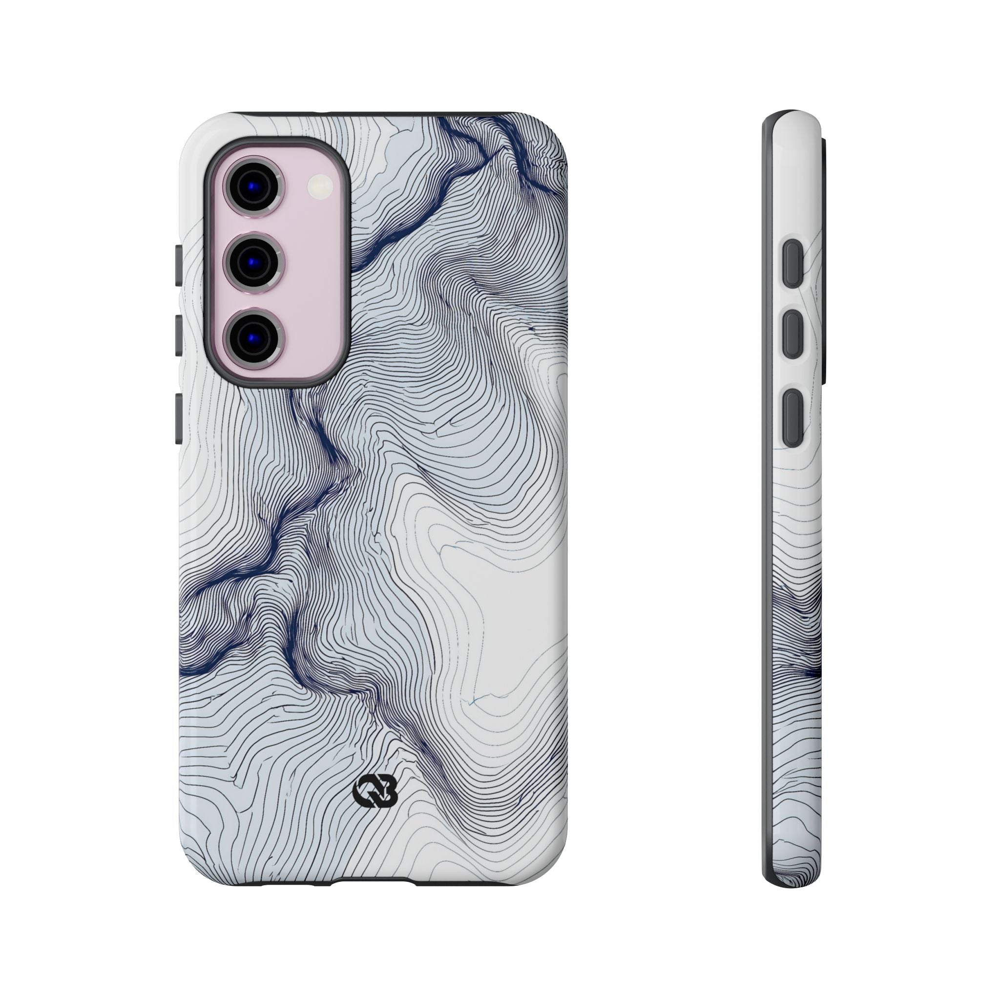 White Tough Phone Case for Samsung - Nordic Ridge Topo