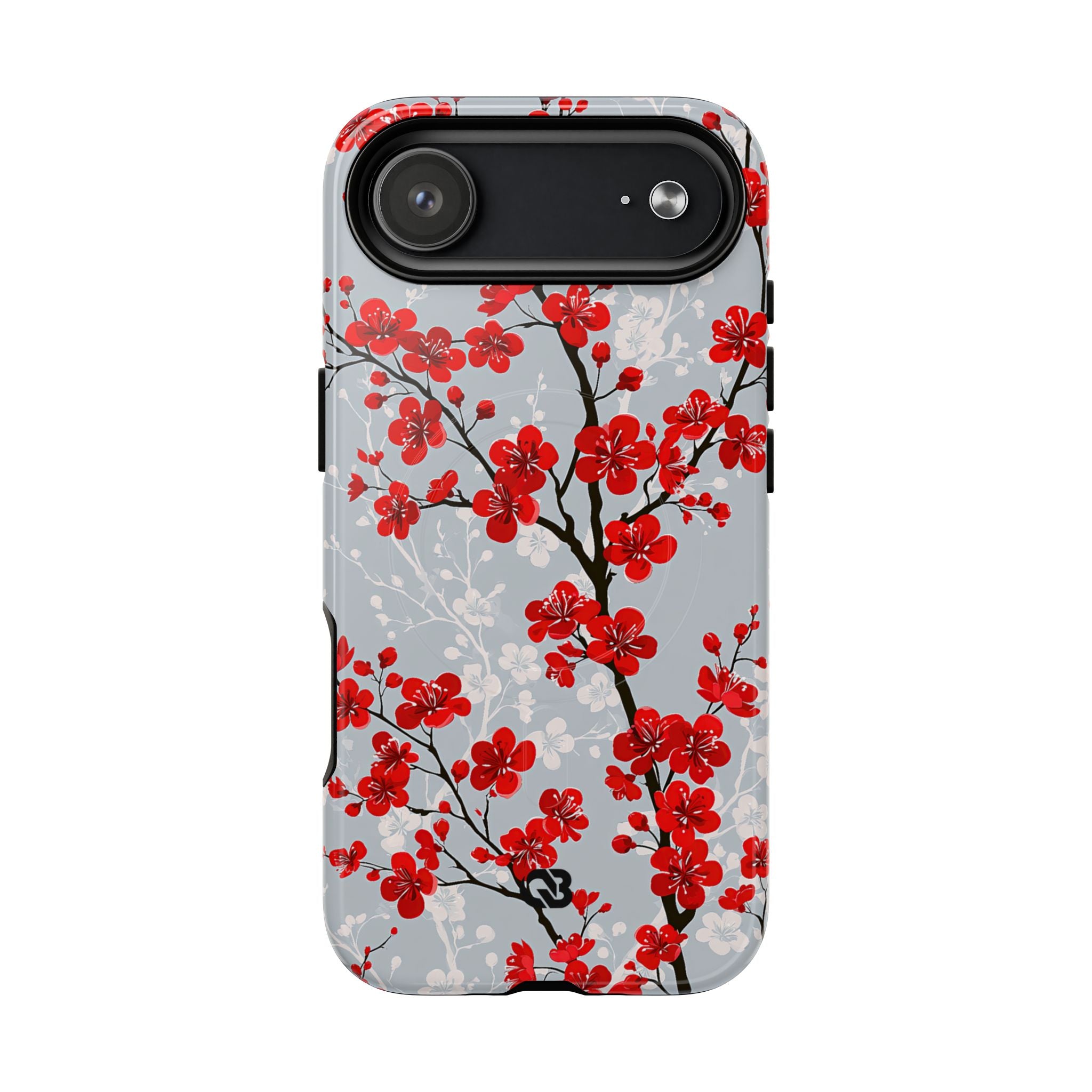 Grey Tough 2.0 Magsafe Phone Case for iPhone - Crimson Sakura Slate