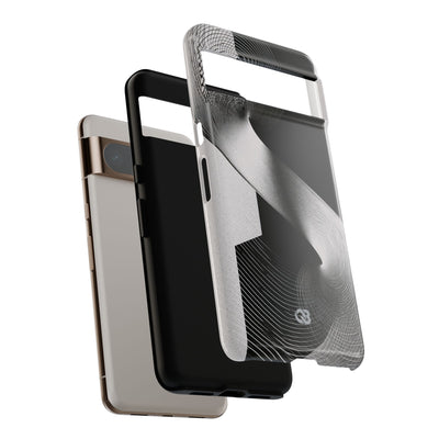 Grey Tough Phone Case for Google Pixel - Obsidian Moiré Wave