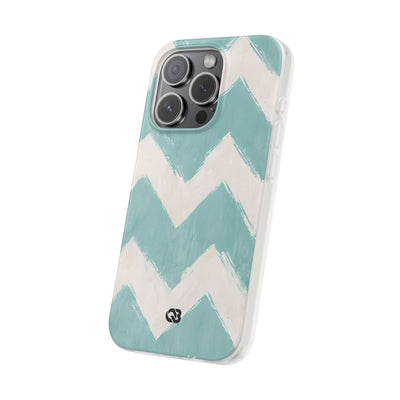 Teal Painted Chevron · Soft Phone Case for iPhone