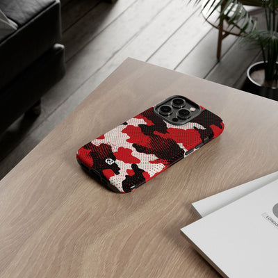 Crimson Halftone Camo · Tough Phone Case for iPhone · Red