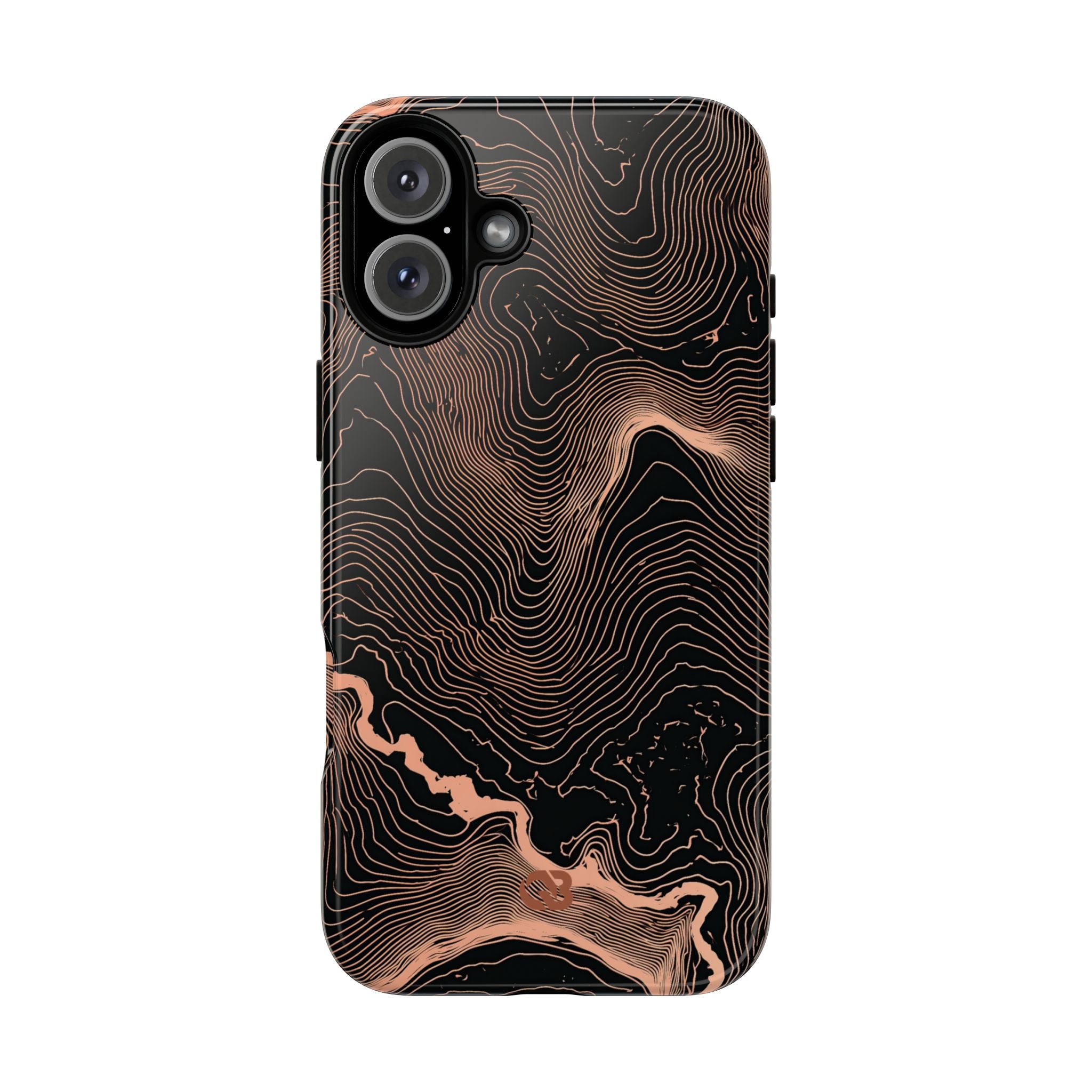 Orange Tough Phone Case for iPhone - Salmon Ridge Topo