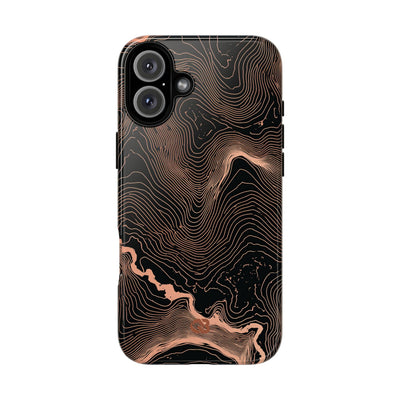 Orange Tough Phone Case for iPhone - Salmon Ridge Topo