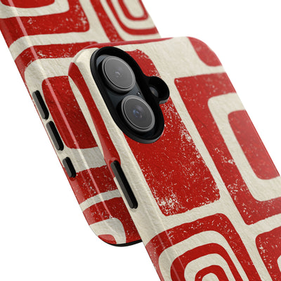 Vermilion Block Motif · Tough Phone Case for iPhone · Red
