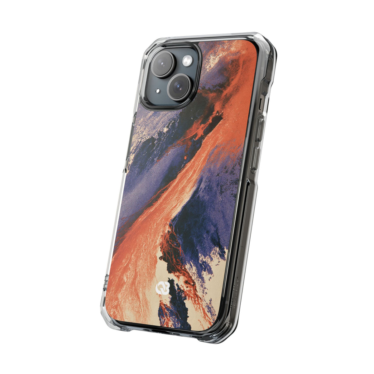 Solar Aura Drift · Clear Impact Magnetic Phone Case for iPhone · Orange