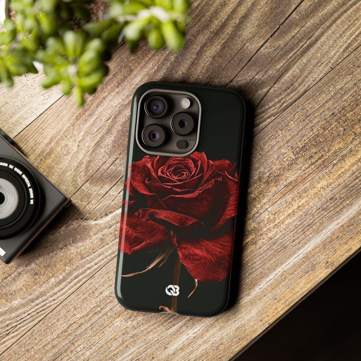 Crimson Noir Rose · Tough Phone Case for iPhone · Black