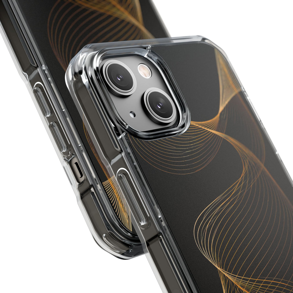 Golden Contour Flow · Clear Impact Magnetic Phone Case for iPhone · Black