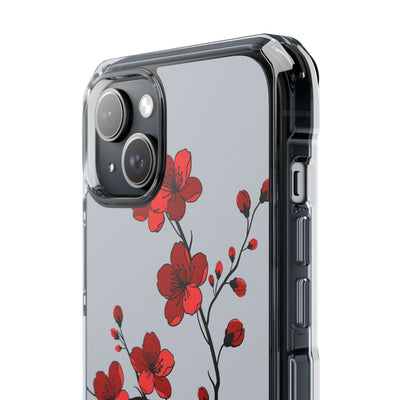 Grey Impact MagSafe Phone Case for iPhone - Crimson Blossom Onyx