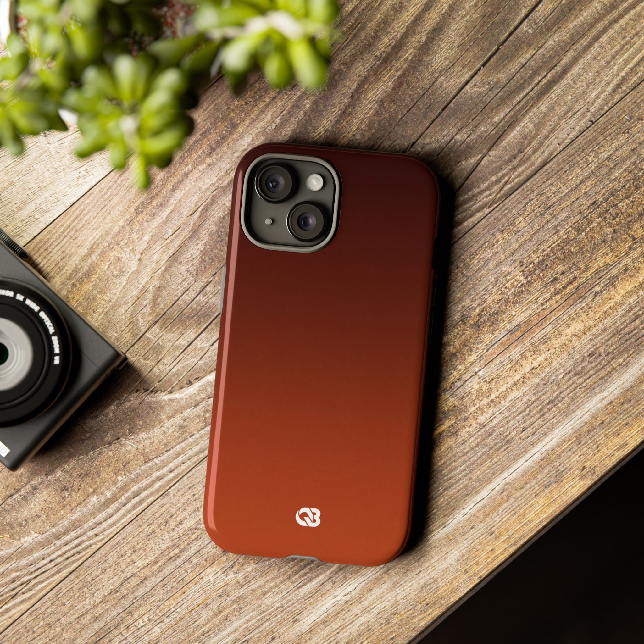 Orange Tough Phone Case for iPhone - Obsidian Ember Fade