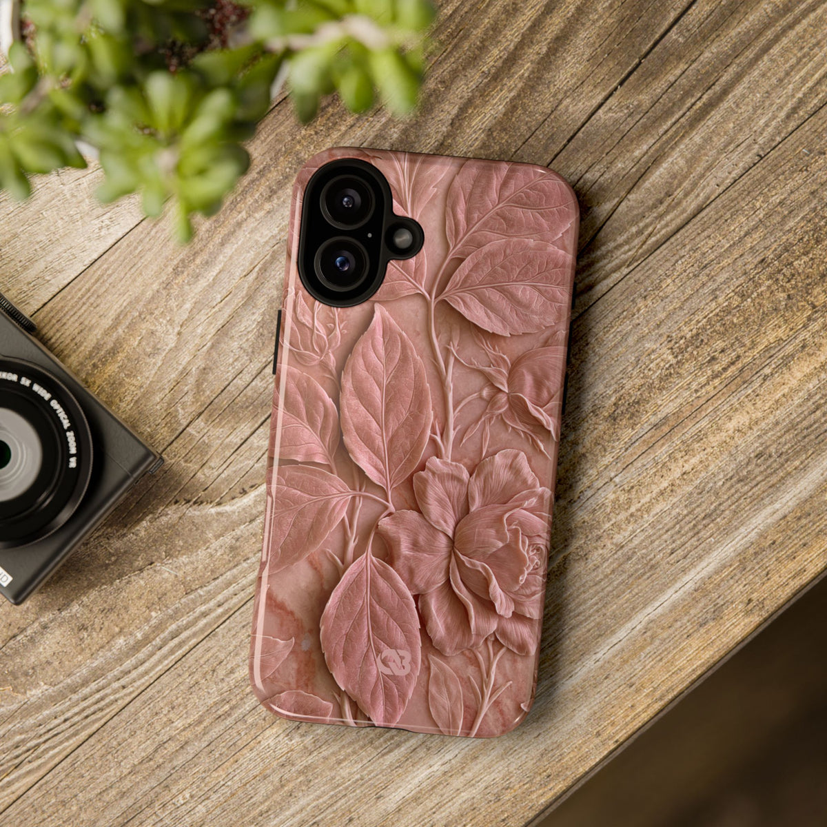 Blush Rose Relief · Tough Phone Case for iPhone · Pink
