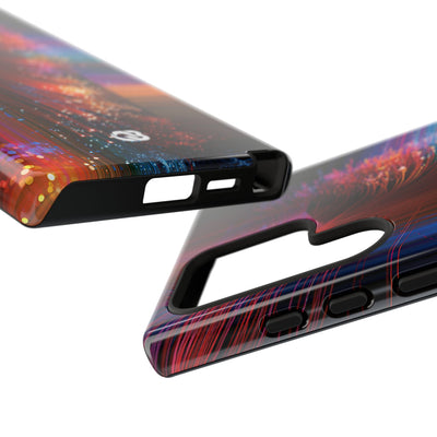Black Tough Phone Case for Samsung - Cyber Optic Streak