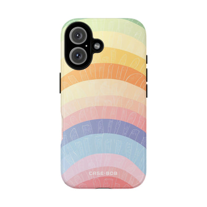 Pastel Rainbow Bands iPhone 16 Skal - Tough