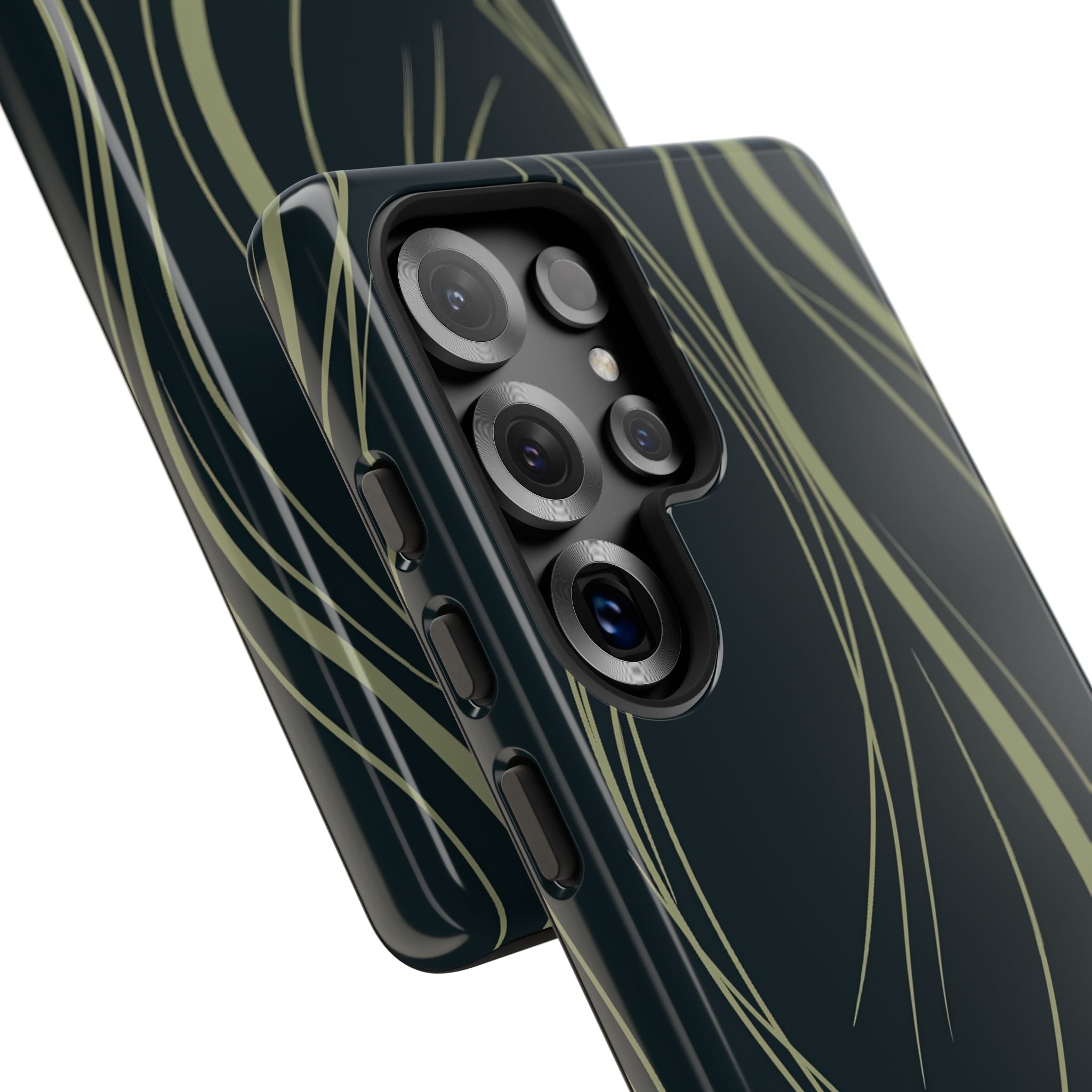 Green Tough Phone Case for Samsung - Obsidian Sage Flow