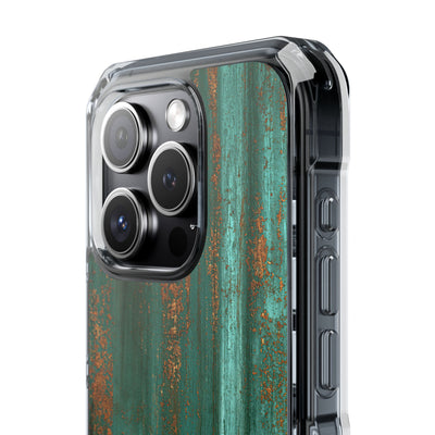 Teal Impact MagSafe Phone Case for iPhone - Verdigris Copper Siding
