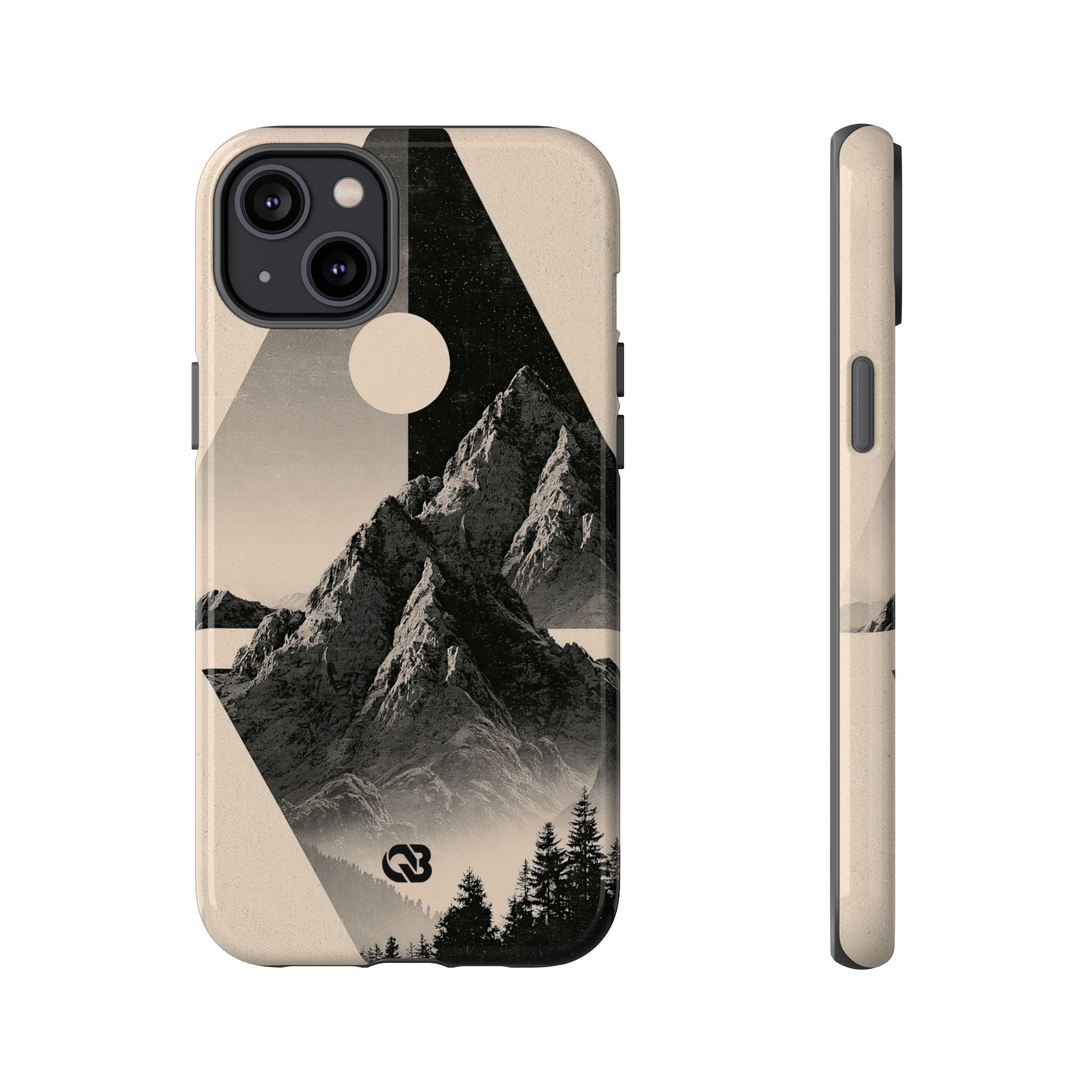 Beige Tough Phone Case for iPhone - Obsidian Summit Parchment