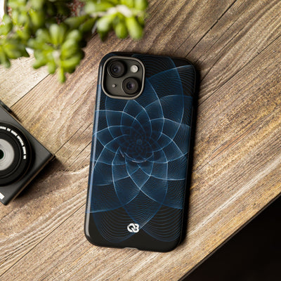 Blue Tough Phone Case for iPhone - Cobalt Geometric Bloom