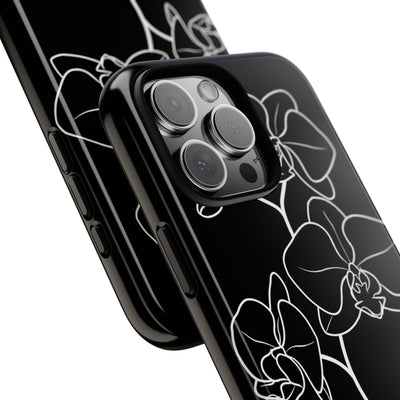 Black Tough Phone Case for iPhone - Noir Alabaster Orchid