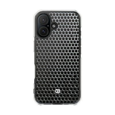 Brushed Perforated Steel · Clear Impact Magnetic Phone Case for iPhone ·  Silver