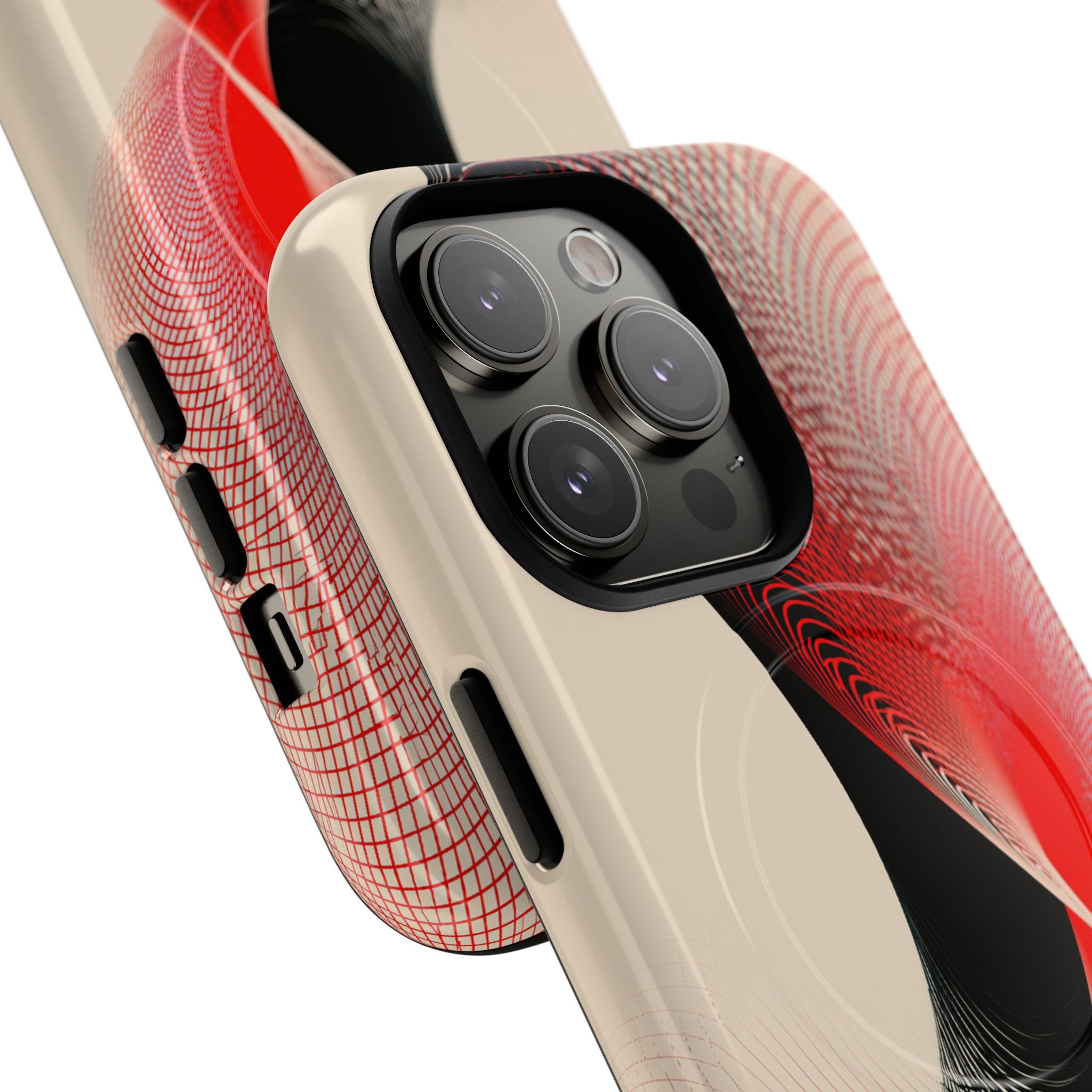 Red Tough 2.0 Magsafe Phone Case for iPhone - Crimson Grid Vortex