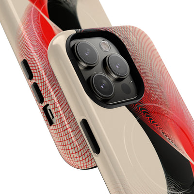 Red Tough 2.0 Magsafe Phone Case for iPhone - Crimson Grid Vortex