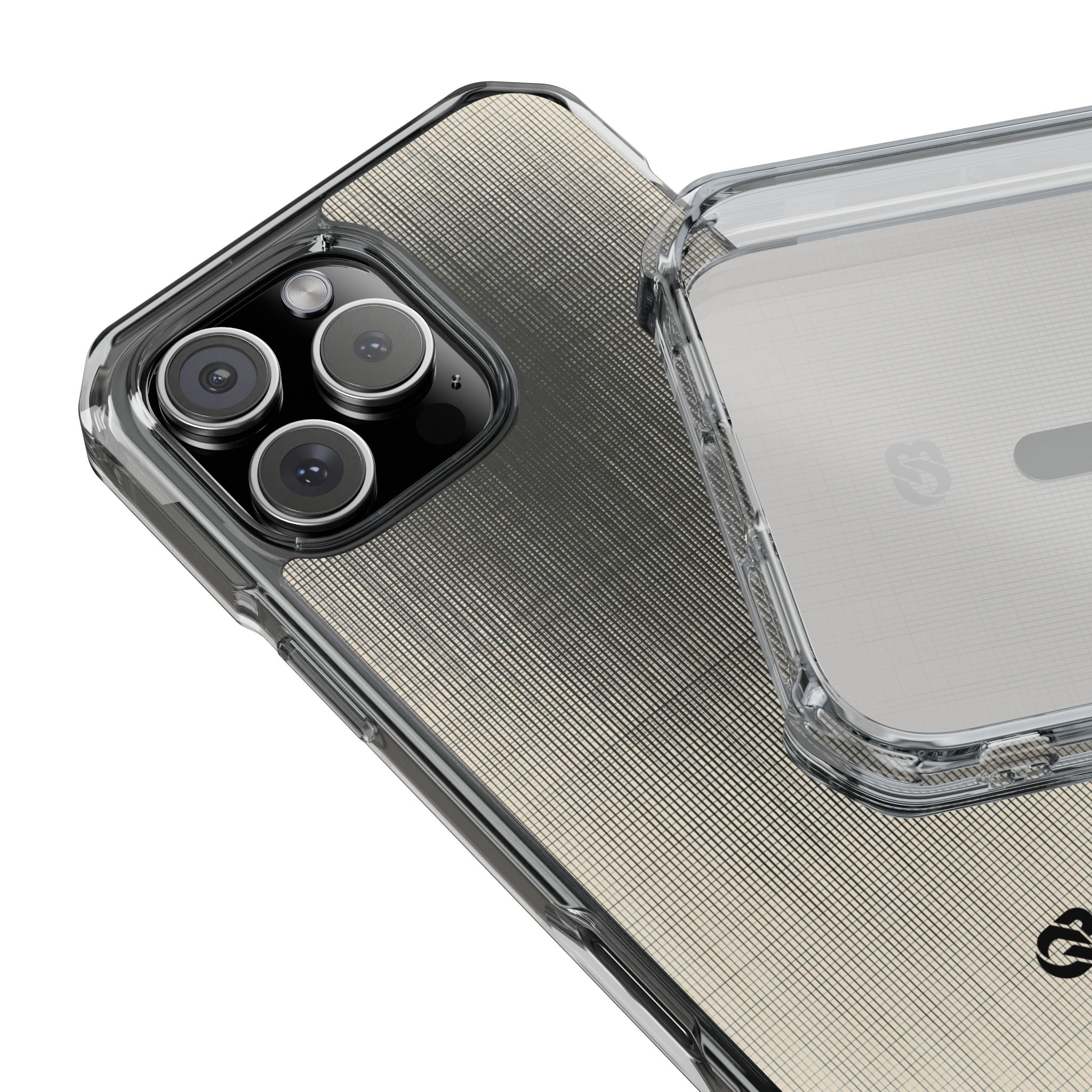 Beige Impact MagSafe Phone Case for iPhone - Carbon Screen Grid