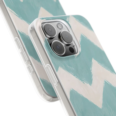 Teal Painted Chevron · Soft Phone Case for iPhone