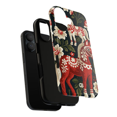 Nordic Dala Meadow · Tough Phone Case for iPhone · Red