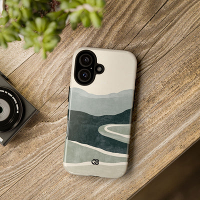 Green Tough Phone Case for iPhone - Misty Sage Valley