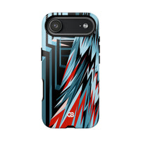 Blue Tough Phone Case for iPhone - Glitch Peak Cyan