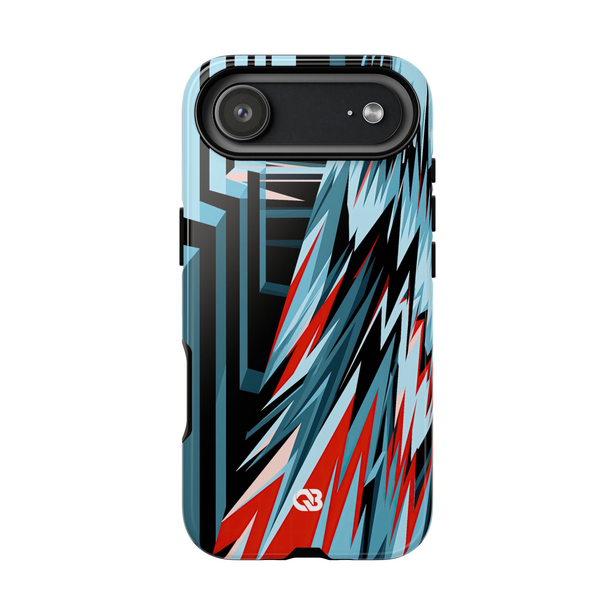 Blue Tough Phone Case for iPhone - Glitch Peak Cyan