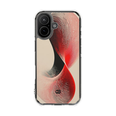 Red Impact MagSafe Phone Case for iPhone - Crimson Grid Vortex