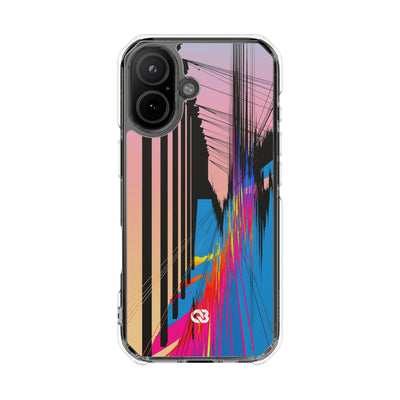 Blue Impact MagSafe Phone Case for iPhone - Fractured Data Skyline