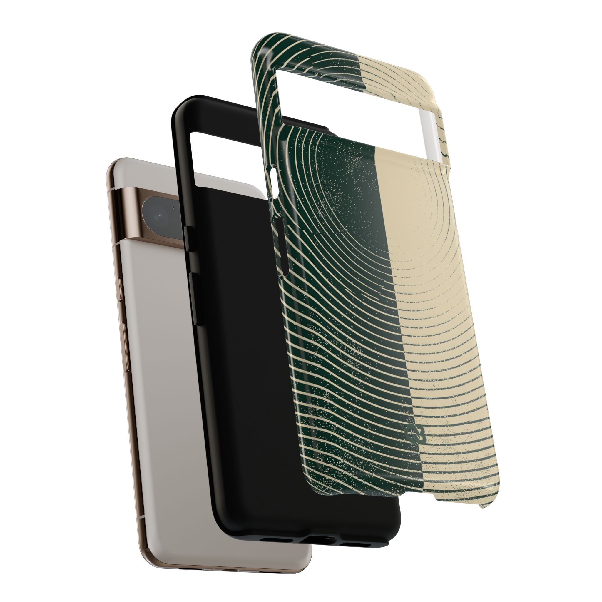 Green Tough Phone Case for Google Pixel - Evergreen Split Grain