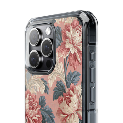 Blush Peony Jacquard · Clear Impact Magnetic Phone Case for iPhone ·  Pink