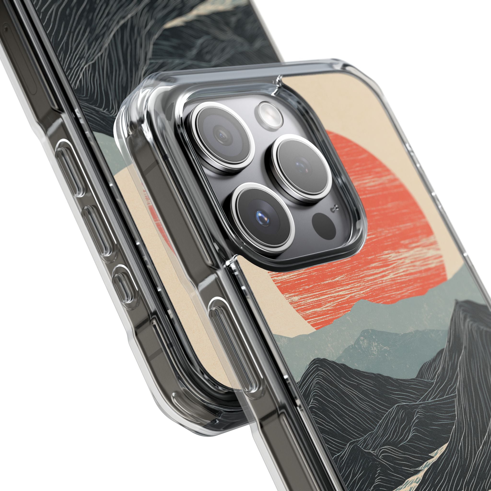 Beige Impact MagSafe Phone Case for iPhone - Crimson Ridge Flow
