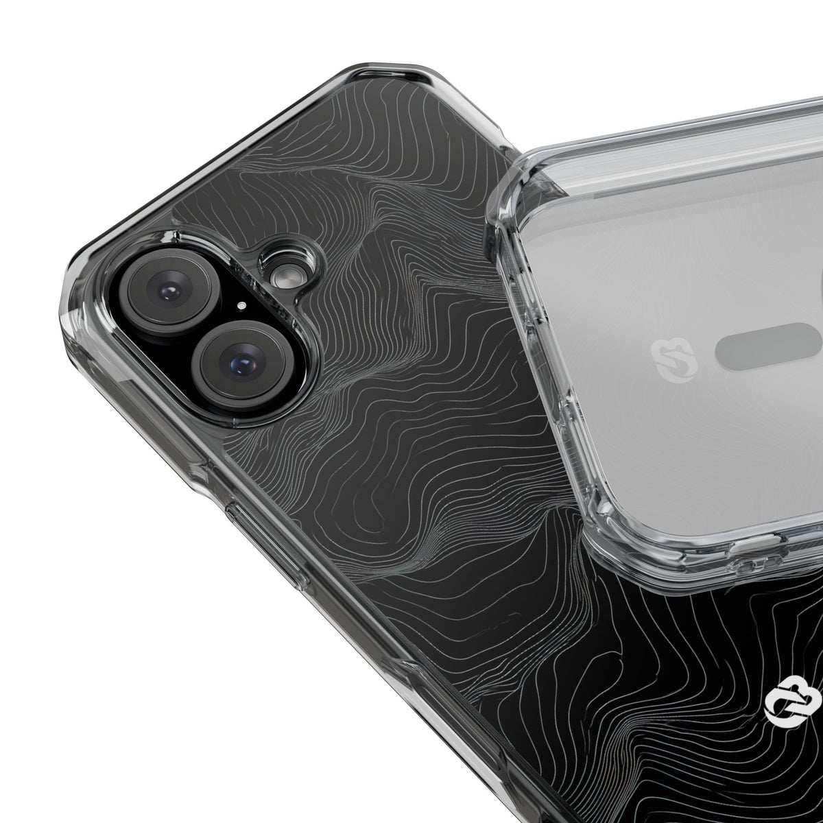 Obsidian Contour Elevation · Clear Impact Magnetic Phone Case for iPhone · Black
