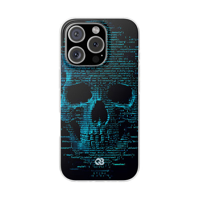 Cyan Glitch Skull · Soft Phone Case for iPhone
