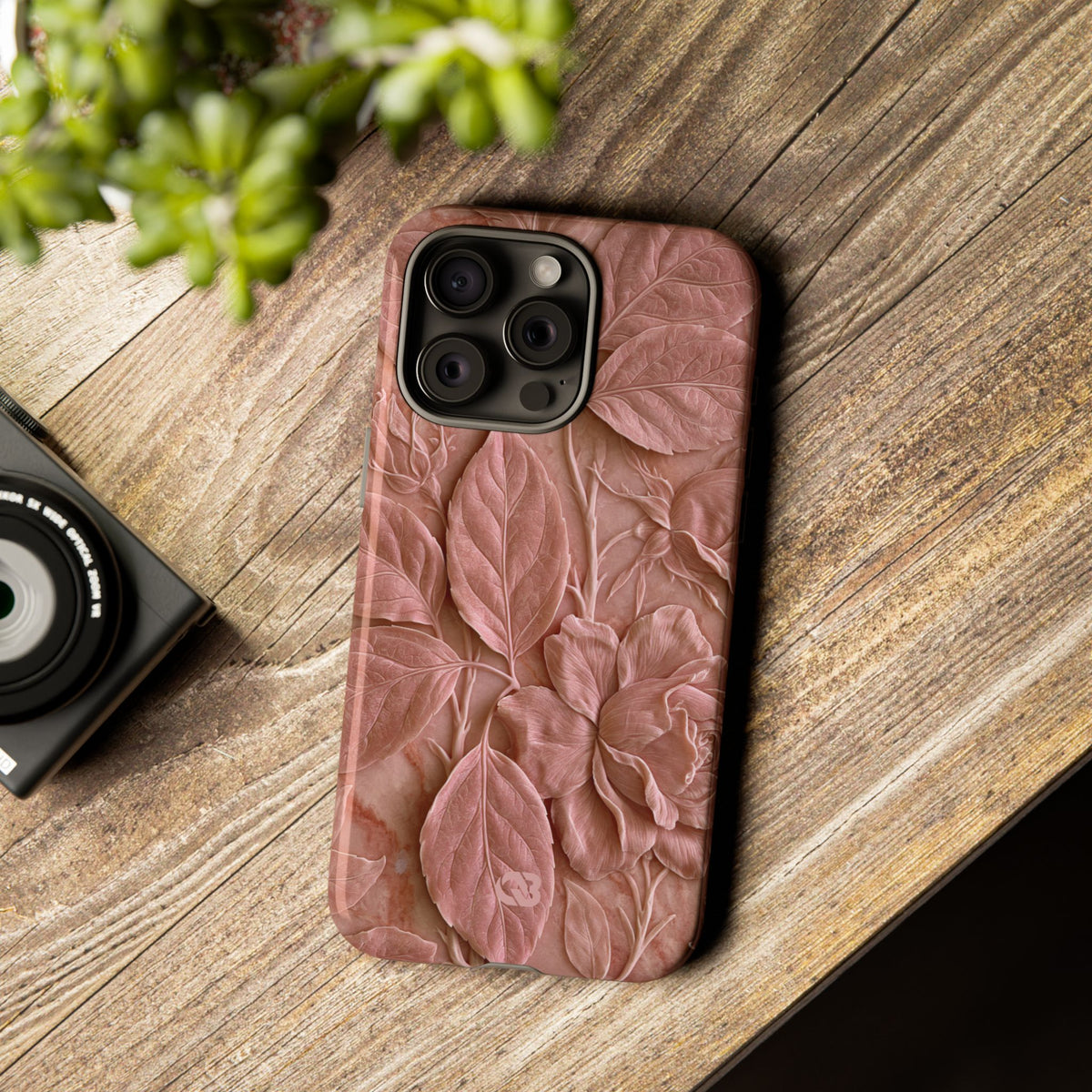 Blush Rose Relief · Tough Phone Case for iPhone · Pink