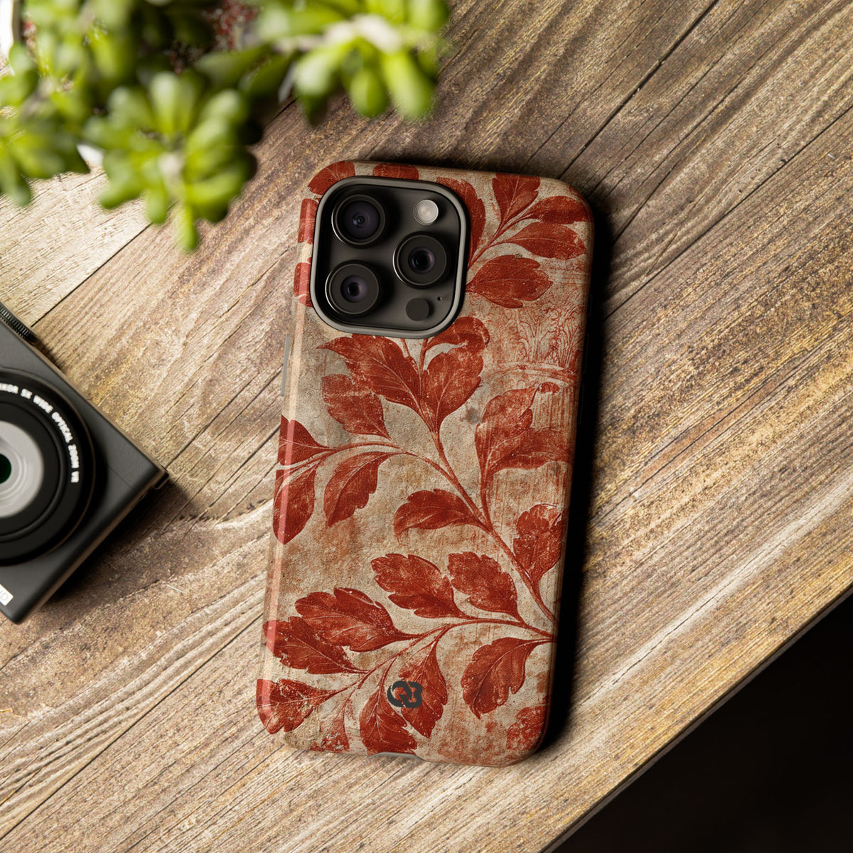 Terracotta Botanical Fresco · Tough Phone Case for iPhone · Red